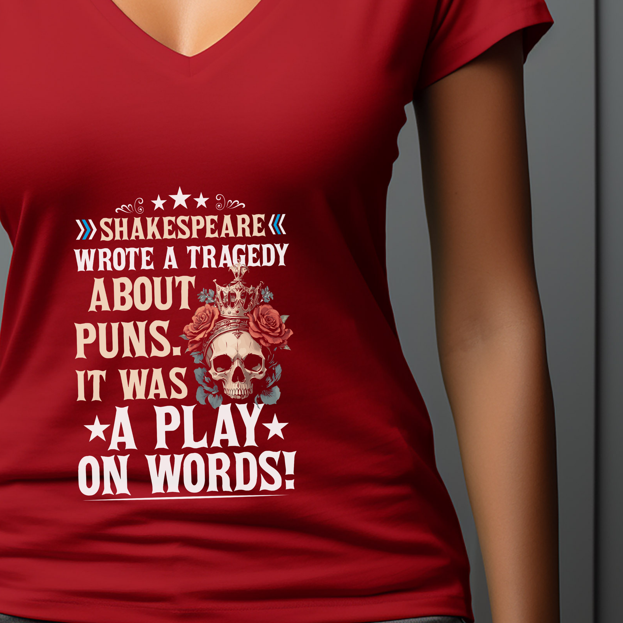 Shakespeare wrote a play about puns… – Women’s Jersey Short Sleeve Deep V-Neck Tee
